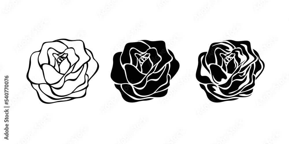 set of rose silhouette design. flower decoration vector illustration. set of rose silhouette design. flower decoration vector illustration.