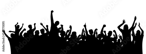 happy crowd people silhouette design illustration. crowd in concert.