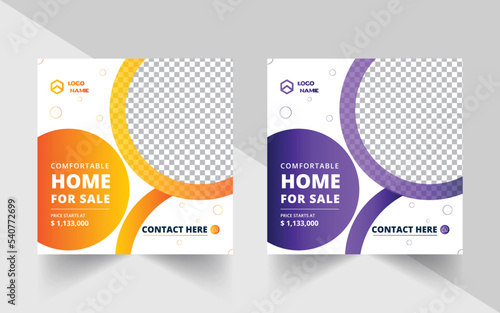 real estate home sale social media post with abstract background