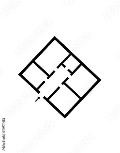 Floor plan icon. Property logo images. House black line icon. Popular media element. Home real estate symbol.