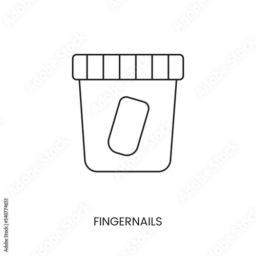 Plastic container for analyzing the human nail plate, illustration of a jar with a nail.