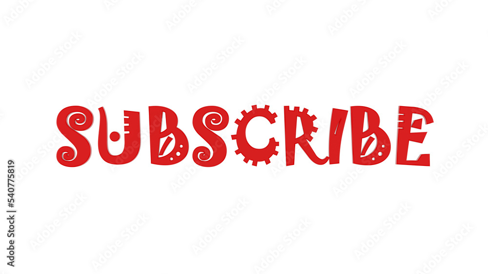Cartoony Font Subscribe Text with Alpha Channel Cartoony Font Subscribe Text with Alpha Channel
