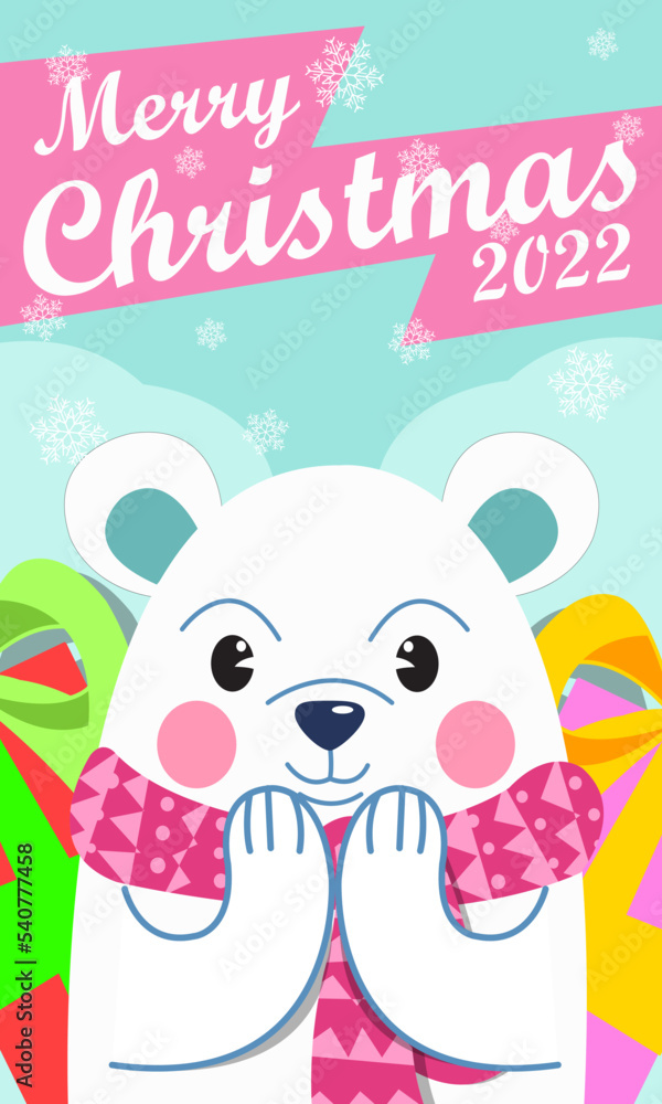 Obraz premium cute cartoon merry christmas for greeting card