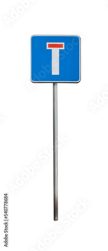 Traffic sign dead end with post.