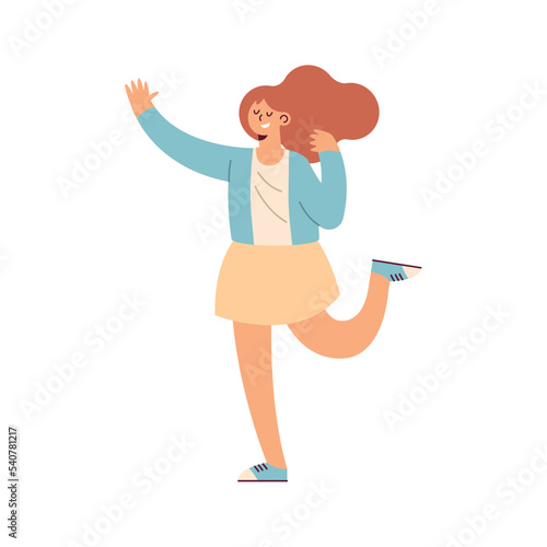 redhead woman celebrating
