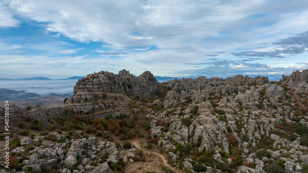 Paisaje kárstico del torcal de Antequera en la provincia de Málaga, España Paisaje kárstico del torcal de Antequera en la provincia de Málaga, España