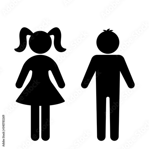 girl and boy icon on white background. Vector illustration