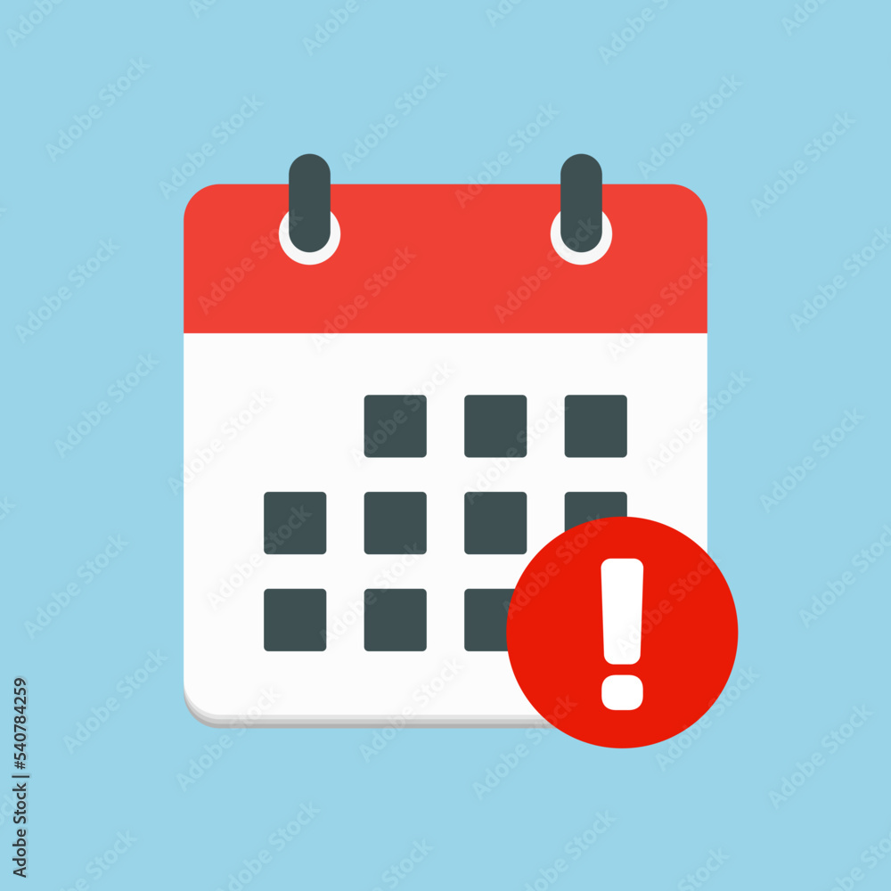 Icon calendar - popup message alert or error Icon calendar - popup message alert or error