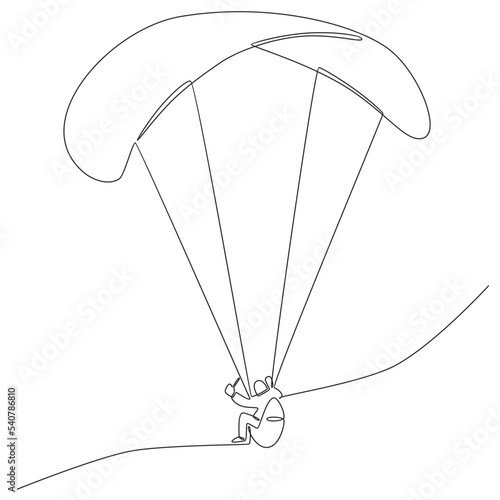 Paragliding Continuous Line Drawing Vector Illustration