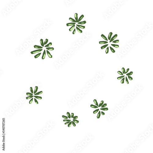 Hand drawn floral element for design. Set of green watercolor leaves. Abstract foliage shapes. PNG illustration.