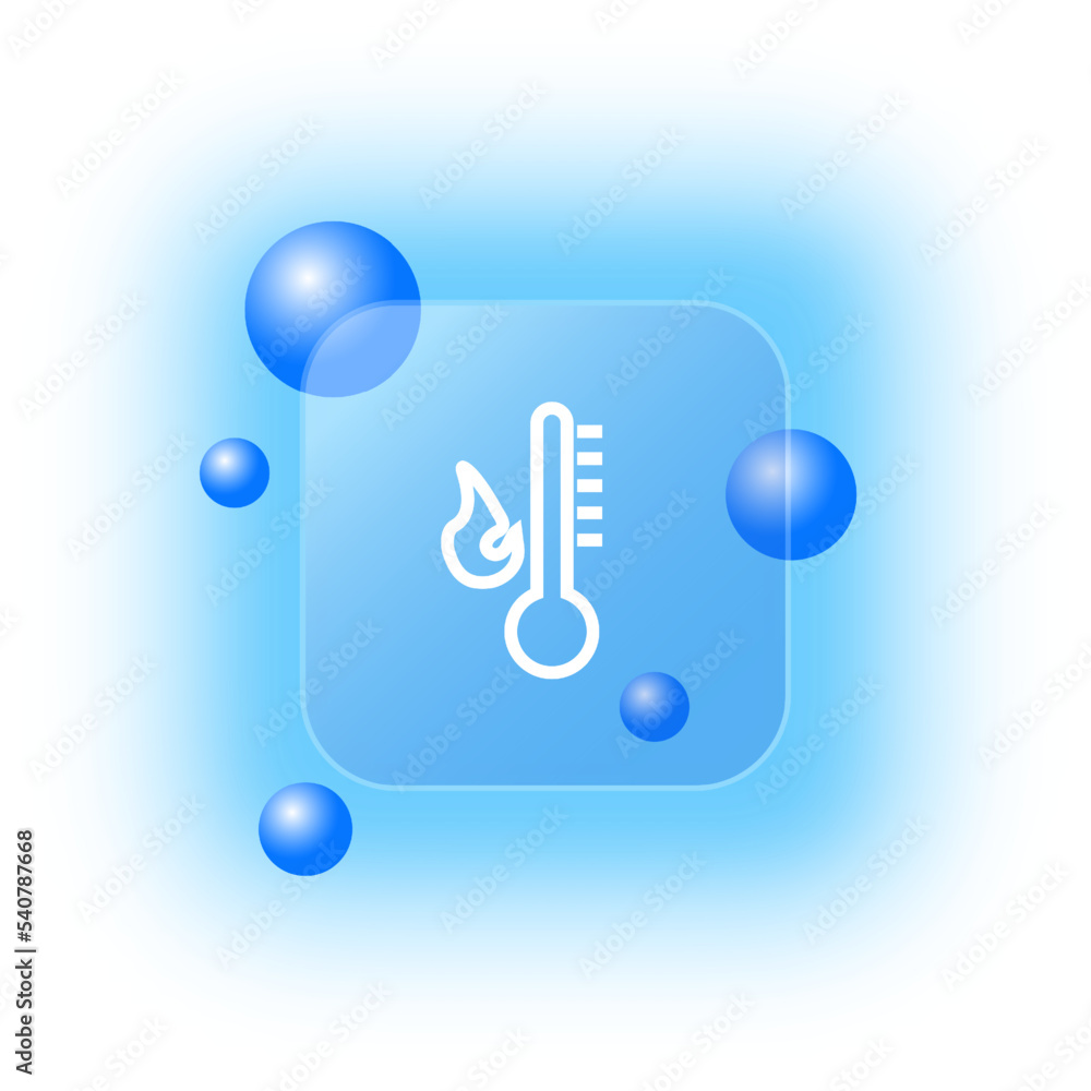 High temperature icon. Thermometer, heat, control, air, comfort. High temperature concept. Glassmorphism style. Vector line icon for business High temperature icon. Thermometer, heat, control, air, comfort. High temperature concept. Glassmorphism style. Vector line icon for business
