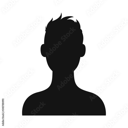 Young boy avatar profile isolated kids face black silhouette. Vector schoolboy pupil, student faceless character. Schoolboy social media user interface