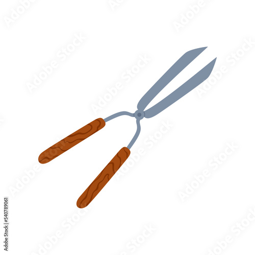 Hedge trimmers loppers isolated gardening scissors with handle color icon. Vector garden pruners with long handles used in pruning twigs