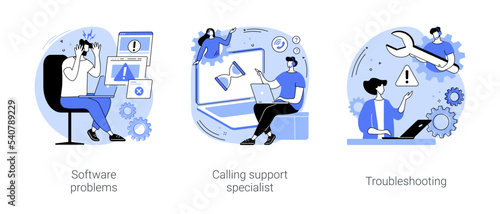 Software support line isolated cartoon vector illustrations se