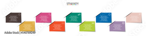 Vector infographic template with nine steps or options. Illustration presentation with line elements icons.  Business concept design can be used for web, brochure, diagram, chart or banner layout.