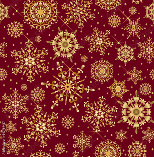 Christmas pattern of snowflakes. Vector seamless pattern of snowflakes.