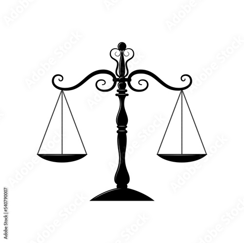Antique scales measuring device, justice, law and notary symbol. Vector beam weight scales, retro mass balances, equilibrium judiciary measure tool
