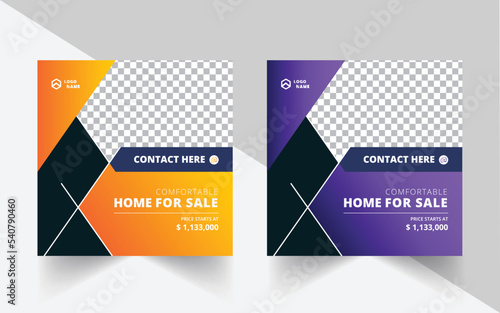 Real Estate Home Sale Banner With Abstract Background