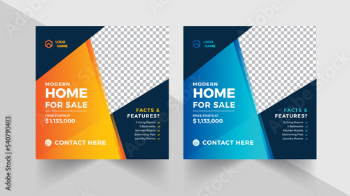 Real Estate Home Sale Banner With Abstract Background