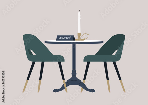 A cafe table reservation, a fine dining restaurant with vintage furniture and accessories