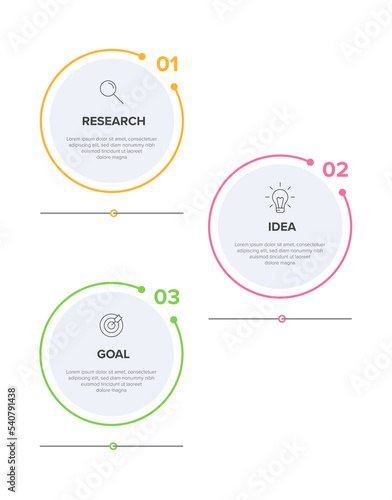 Vertical infographic design with icons and 3 options or steps. Thin line. Infographics business concept. Can be used for info graphics, flow charts, presentations, mobile web sites, printed materials.