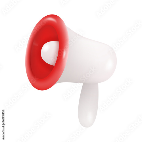 3D Megaphone Icon Isolated on White Background. Vector Illustration. Realistic Loudspeaker