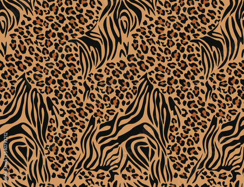 
zebra and leopard mix pattern vector seamless trendy animal background