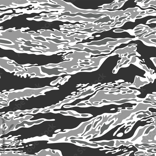 
Gray army camo texture, military uniform, seamless pattern. Disguise