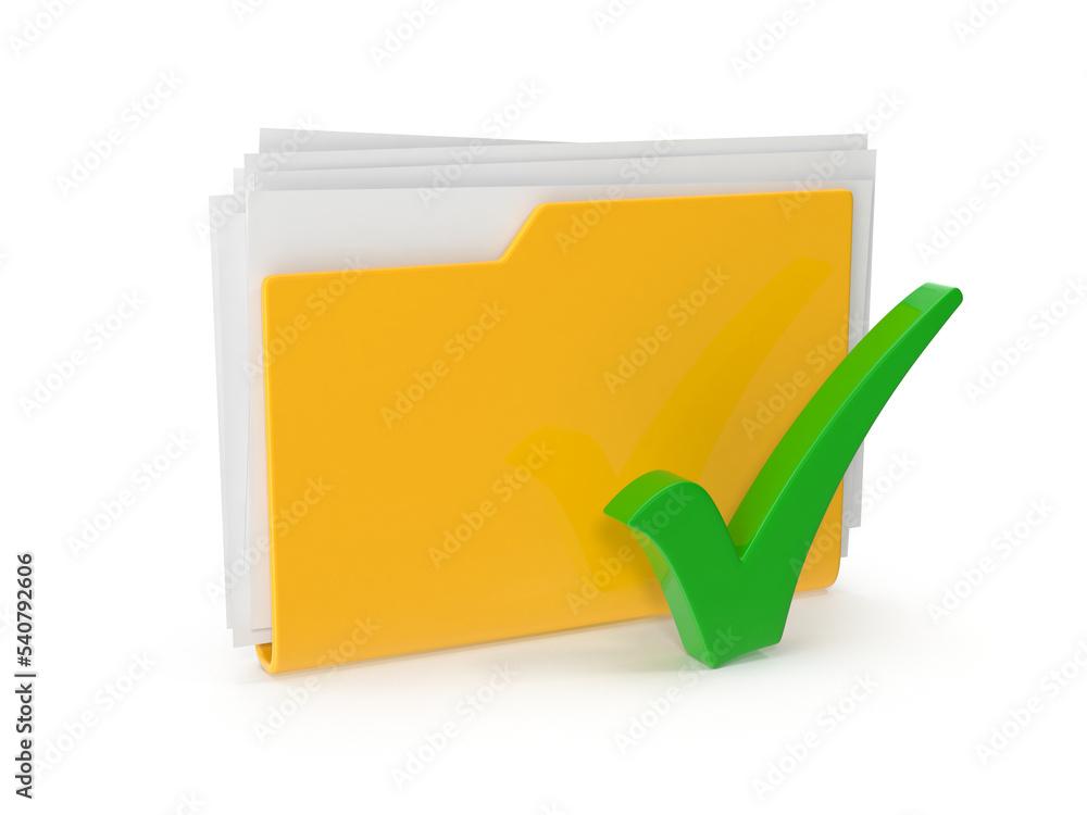 Check Mark Symbol and Yellow Folder Check Mark Symbol and Yellow Folder
