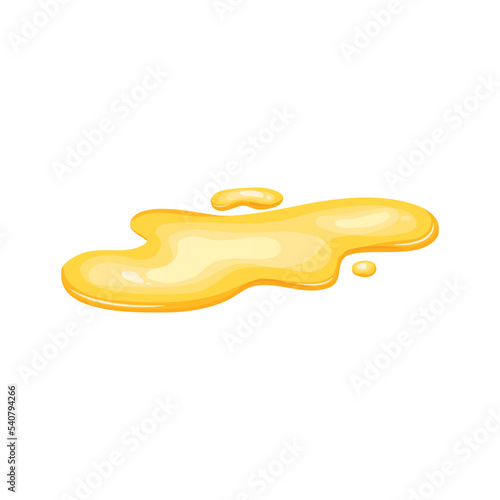 Yellow puddle oil, liquid gold, honey spill. Juice drop isolated in cartoon. Vector illustration