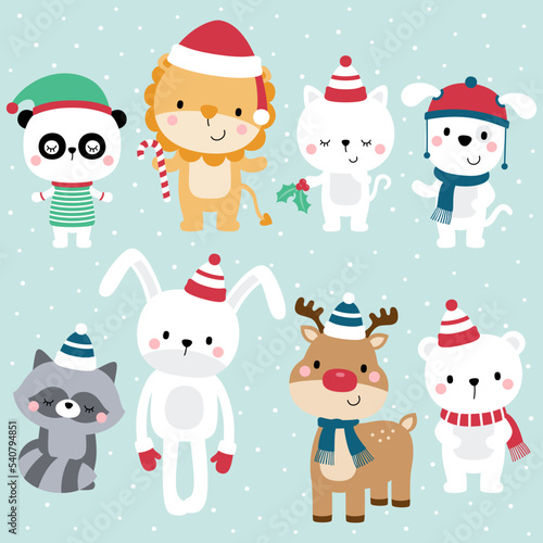 Hand-drawn Christmas animals