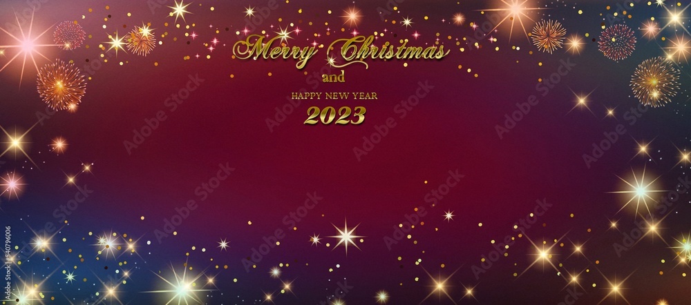 Minimalist merry Christmas and happy new year 2023 greeting card with ...