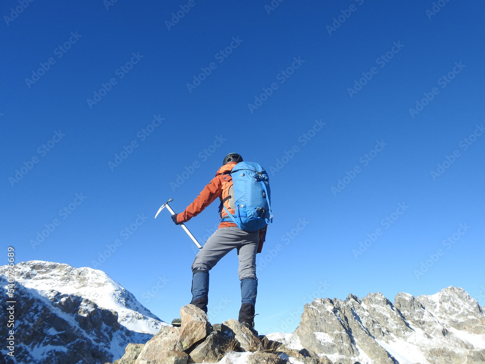 alpinism in the snowy mountains