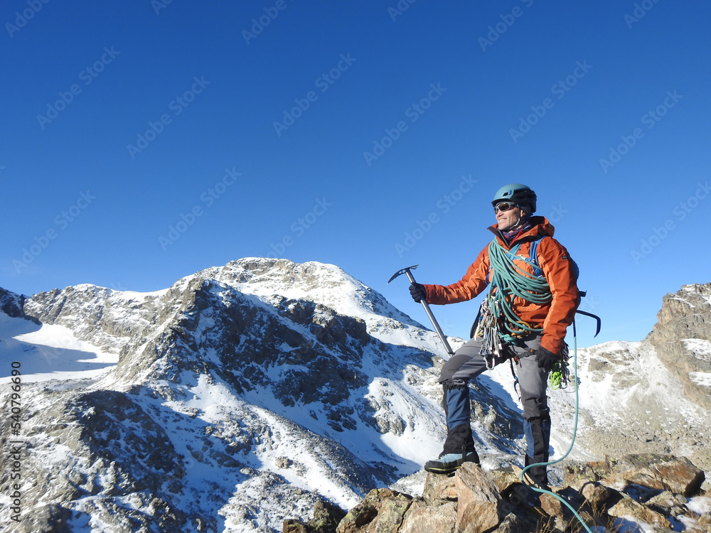 alpinism in the snowy mountains