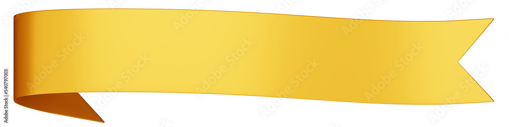 The gold ribbon on white background. 3d rendering.	
