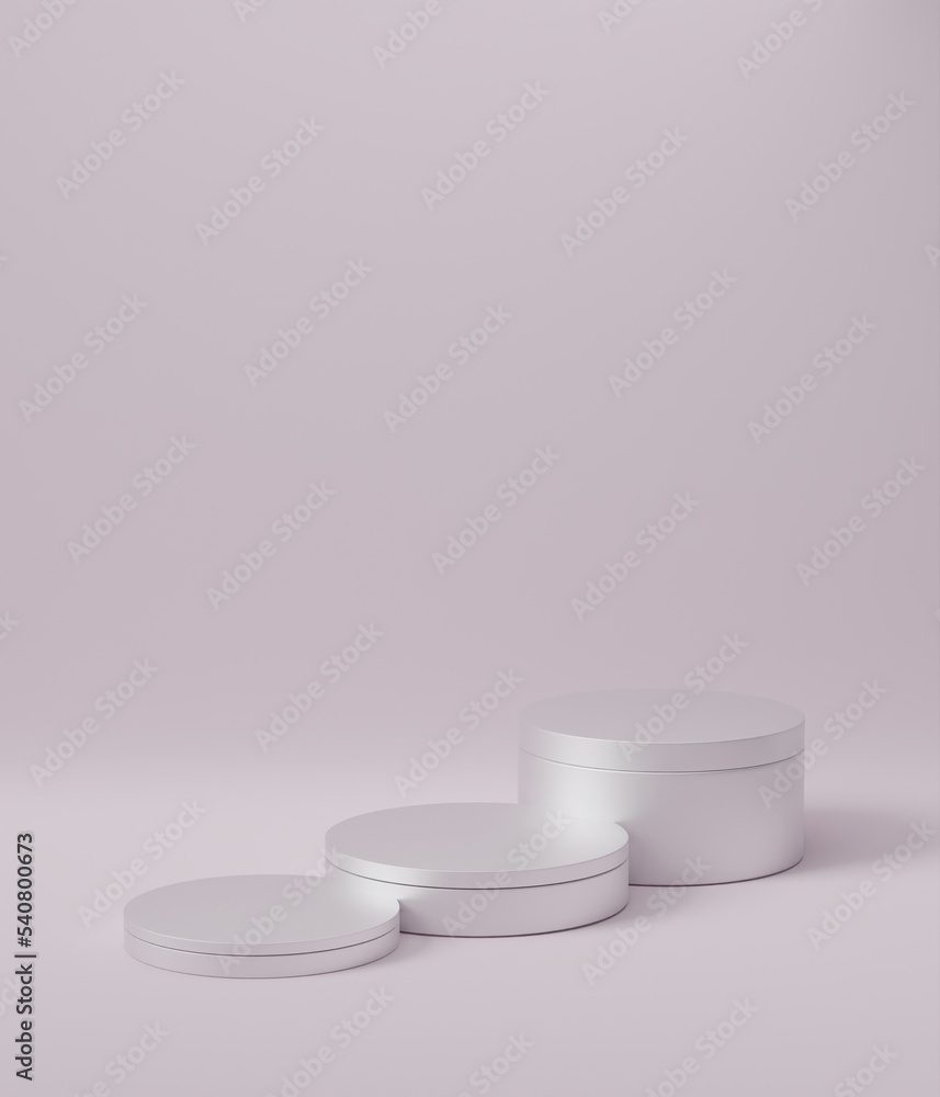 3d rendered cylinder Podium on the floor geometric shapes Platforms for product presentation, mock up Abstract pastel background color. 3d rendered cylinder Podium on the floor geometric shapes Platforms for product presentation, mock up Abstract pastel background color.