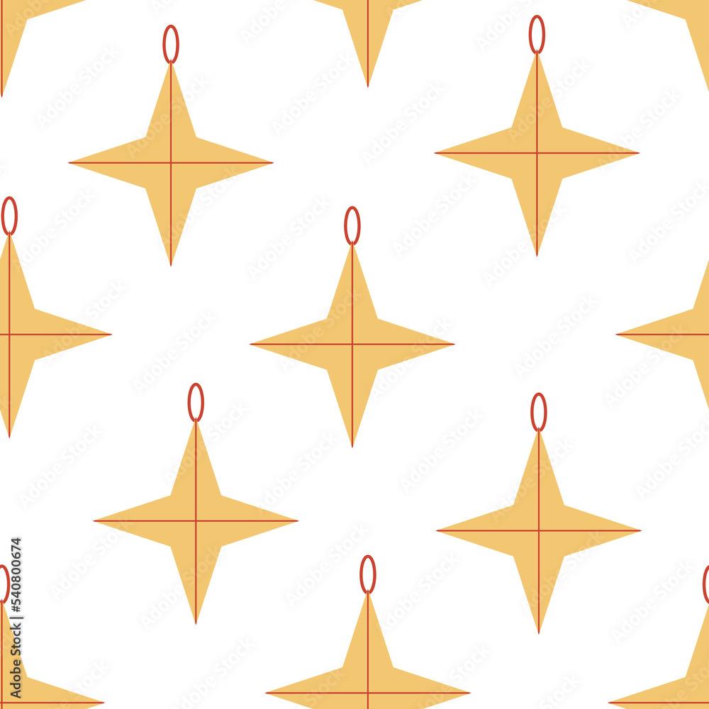 Seamless pattern with gold stars. Holiday vector background with christmas ornaments. Seamless pattern with gold stars. Holiday vector background with christmas ornaments.