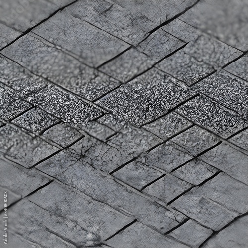 The picture is of a piece of asphalt with a seamless texture. The black surface is textured and bumpy, with small stones embedded in it. There are no cracks or imperfections in the pavement.