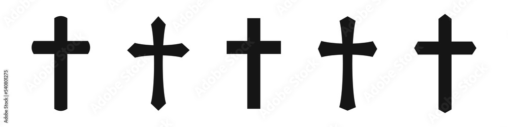 Cross vector icon. Christian cross vector icon. Crucifix symbols. Cross symbol.  EPS 10