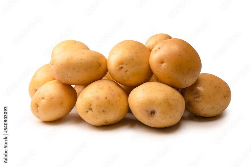 A group of fresh tasty potato isolated on white background. A group of fresh tasty potato isolated on white background.