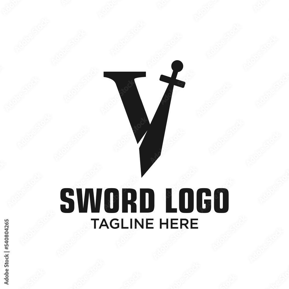 Letter V Sword Logo Design Template Inspiration, Vector Illustration. Letter V Sword Logo Design Template Inspiration, Vector Illustration.