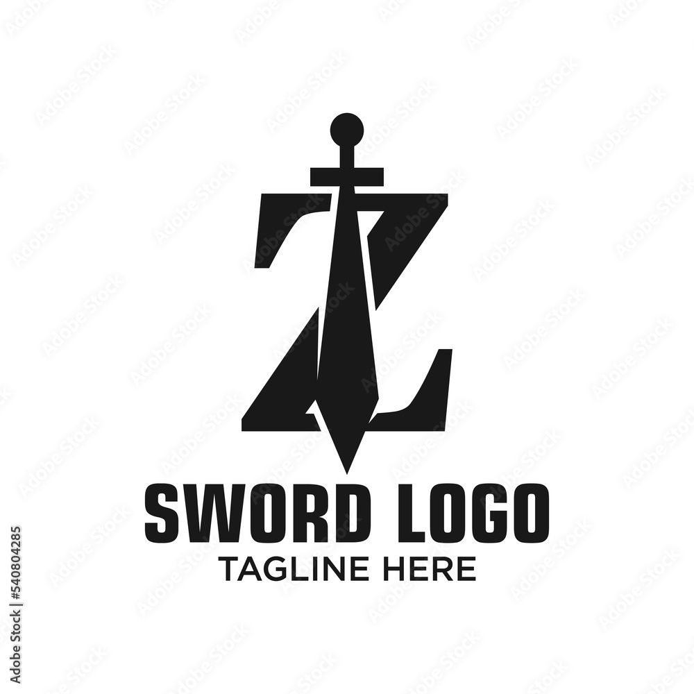 Letter Z Sword Logo Design Template Inspiration, Vector Illustration.