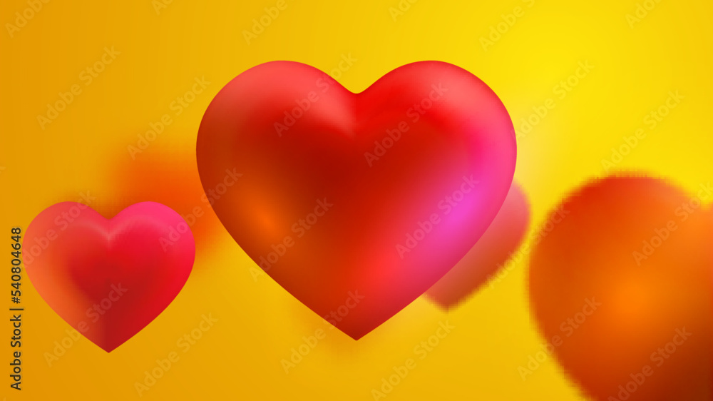 3d red heart balloon vector. Valentine background romantic design. Pink love illustration.
