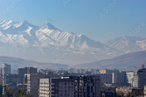A mountain city view