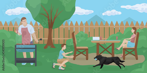 Family resting at barbecue party outdoors