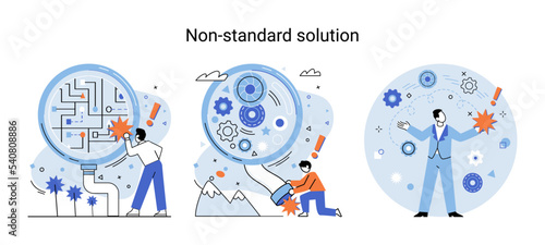 Non standart solution solving problem metaphor, answer to question or creativity idea innovation help business success. Alternative decision or business strategy plan, fallback option business choice