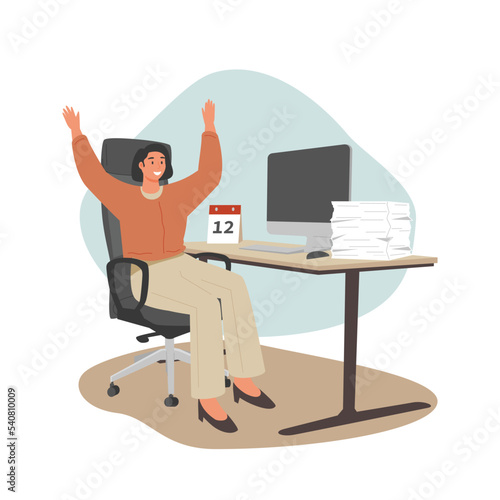 Business management illustration. Characters planning work tasks, managing inbox emails, making schedule using calendar