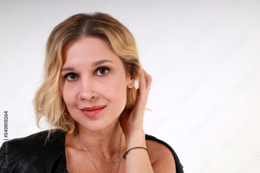 Portrait of beautiful woman on white background Portrait of beautiful woman on white background