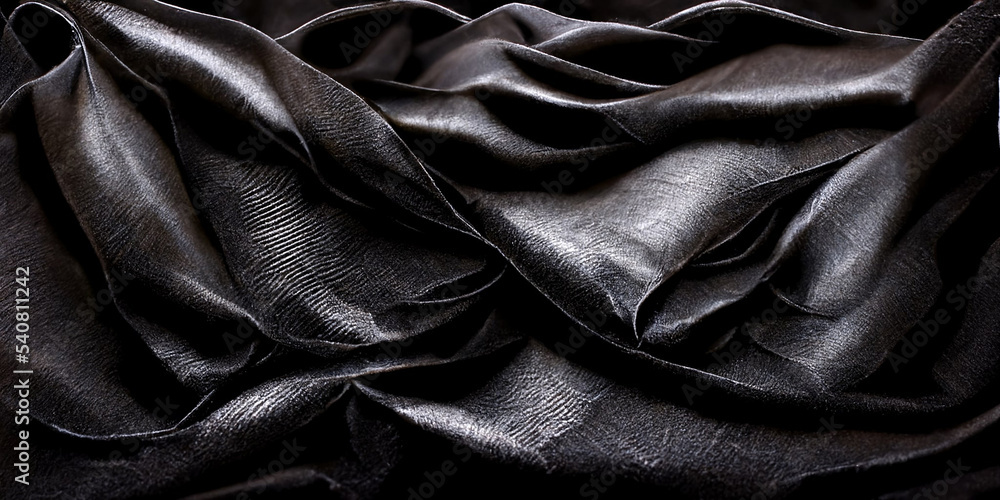 Black silk folded cloth background, luxurious fabric textile decoration. Black silk folded cloth background, luxurious fabric textile decoration.