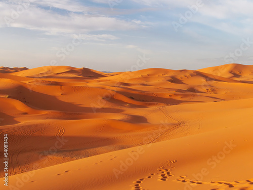 Serene view of beautiful Sand dunes of the Sahara desert, Morocco © Eleseus